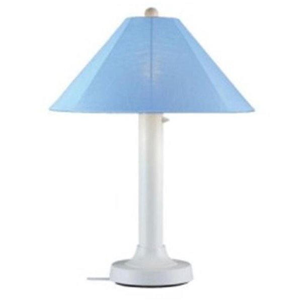 Brilliantbulb Catalina Table Lamp 39641 with 3 in. white body and sky blue Sunbrella shade fabric BR2632172